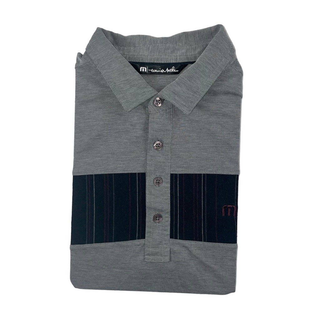 Travis Mathew Mens Gray Colorblock Performance Golf Polo Shirt Size M